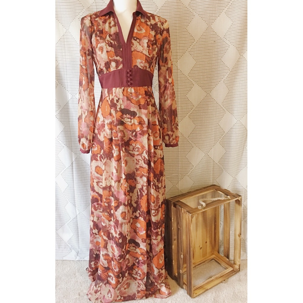 Hinge Vintage Floral Maxi Dress